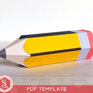 School Pencil Favour Box with Eraser PDF Template, Back To School Gift Box, Printable Paper Pencil Box, Graduation Box, Teacher Gift Box