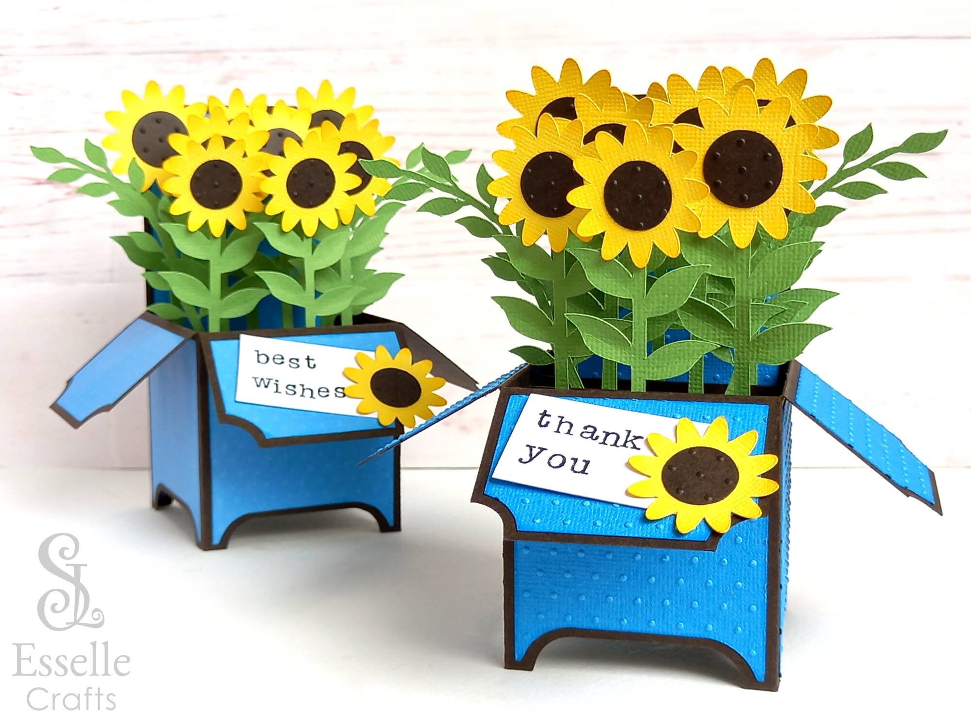 Sunflower Box Card SVG Template. Popup Box Card. Popup Etsy UK
