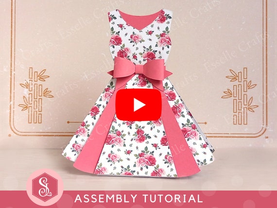 Dress Favour Box SVG PDF Templates. 1950s Dress Gift Box. Wedding