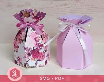 Flower Favour Box SVG + PDF Templates. Flower Gift Box. Wedding Favour Box. Pretty Party Box. Cricut Silhouette Cut File. Flower Petal Box.