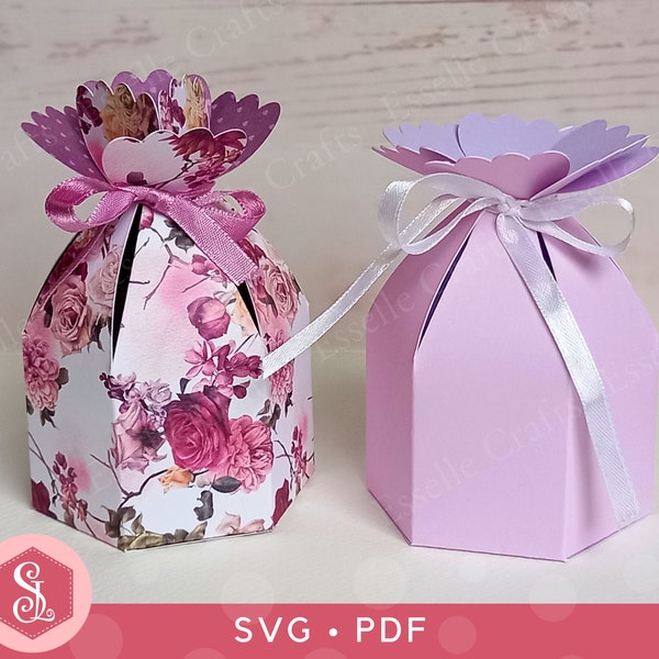 Flower Favour Box SVG + PDF Templates. Flower Gift Box. Wedding Favour Box. Pretty Party Box. Cricut Silhouette Cut File. Flower Petal Box.