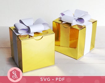 Double Bow Favour Box SVG + PDF Templates. Wedding Favor Box. Christmas Gift Box. Cricut Cut File. Cube Treat Box. Printable Template.