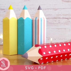 Pencil Favour Box SVG + PDF Templates. Paper Pencil Box. Cricut Cut File. DIY Pencil Party Favour Box. Candy Box Template. Teacher Gift Box.