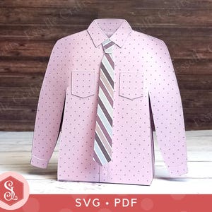Caixa de lembrancinhas de camisa SVG + modelos PDF, porta-cartão de presente para camisa masculina, caixa de guloseimas para o dia dos pais, caixa de presente pequena para ele, caixa de lembrancinhas de casamento masculina
