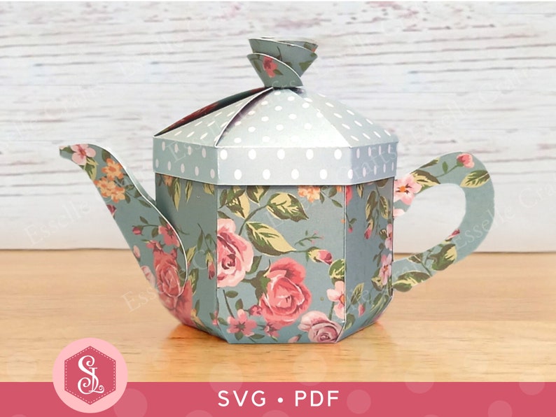 Teapot Favour Box SVG PDF Templates. Tea Party Gift Box. English Teapot Box. Cricut Silhouette Cut File. Paper Teapot. Teapot Party Favour image 1
