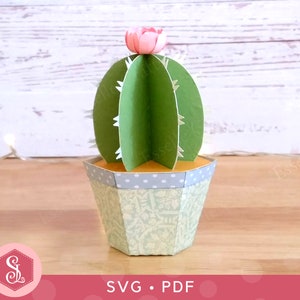 Caixa de Lembrancinhas com Cactos SVG + Modelos PDF. Caixa de Papel para Cactos. Arquivo de Corte Cricut Silhouette. Caixa de Festa com Cactos. Modelo de Caixa de Doces. Caixa para Suculentas.