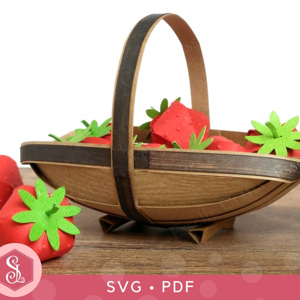 Strawberry Trug SVG + PDF Templates. Sussex Garden Trug. Summer Fruit Basket. Trug Cut File. Gift Basket. Vegetable Trug. Easter Basket.
