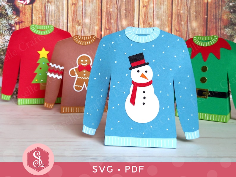 Novelty Christmas Jumper Ugly Sweater Paper Craft Gift Box Bundle