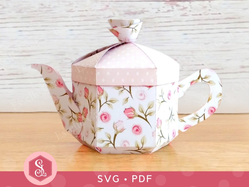 Teapot Favour Box SVG PDF Templates. Tea Party Gift Box. English Teapot Box. Cricut Silhouette Cut File. Paper Teapot. Teapot Party Favour image 2