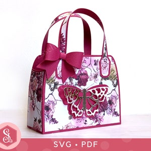 Butterfly Favour Bag SVG PDF Templates. Wedding Favors. Cricut Silhouette Cut File. Paper Purse. Handbag Gift Box. Party Gift Bag. image 3