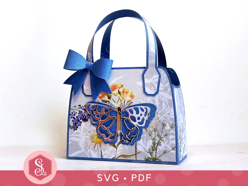 Butterfly Favour Bag SVG PDF Templates. Wedding Favors. Cricut Silhouette Cut File. Paper Purse. Handbag Gift Box. Party Gift Bag. image 1