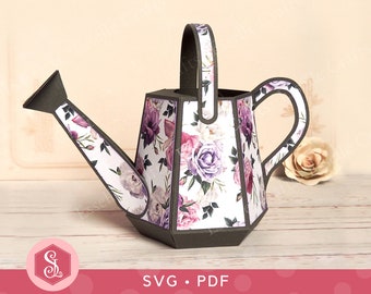 Watering Can SVG + PDF Templates. Cricut Cut File. Garden Party Favour Box. Watering Pail. New Home Gift. Printable PDF Template.