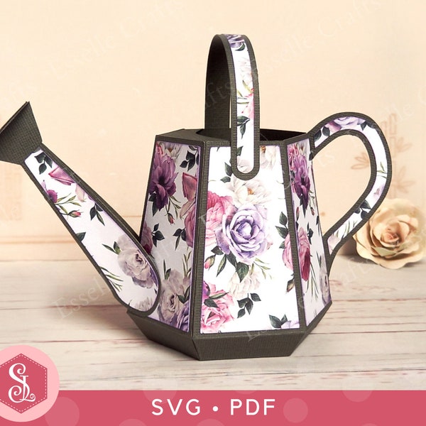 Watering Can SVG + PDF Templates. Cricut Cut File. Garden Party Favour Box. Watering Pail. New Home Gift. Printable PDF Template.