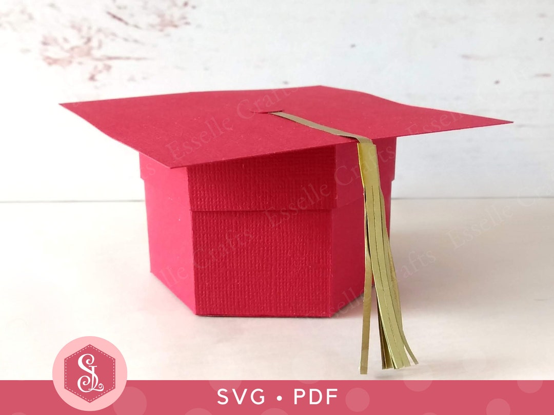 Graduation Cap Gift Box SVG PDF Templates. Mortar Board Gift Box