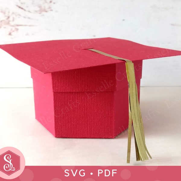 Graduation Cap Gift Box SVG + PDF Templates. Mortar Board Gift Box. Cricut Silhouette Cut File. Diploma Favour Box. Graduation Hat Box.