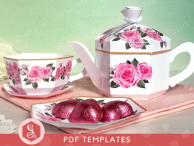 Printable PDF Rose Tea Party Set