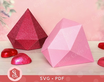 Diamond Gem Favour Box SVG + PDF Templates, Paper Jewel Box, Diamond Wedding Anniversary Gift Box, Luxury Gem Favour Box, Diamond Treat Box