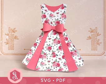 Dress Favor Box SVG + PDF Vorlagen. 1950er Jahre Kleid Geschenkbox. Hochzeitskleid Favor Box. Muttertags-Leckerli-Box. Geschenke für Sie. Vintage Kleid.