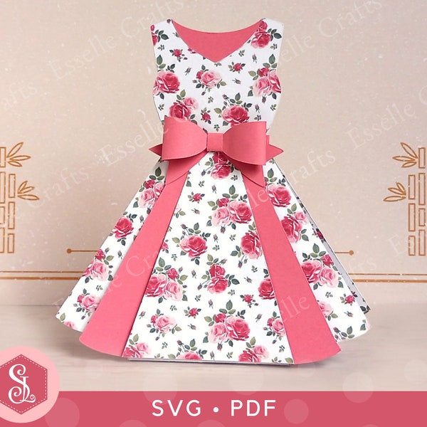 Boîte cadeau pour vêtements SVG + modèles PDF. Coffret cadeau robe des années 50. Boîte cadeau pour robe de mariée. Coffret gourmandise pour la fête des mères. Cadeaux pour elle. Robe vintage.