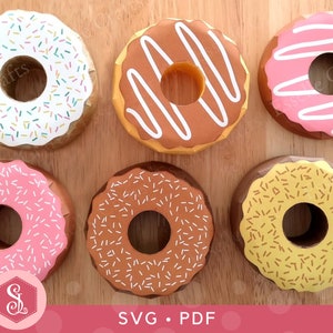 Doughnut Favour Box SVG PDF Templates. Doughnut Treat Box. Doughnut Party Box. Printable Donut Favor Box. 3D Doughnut Cut File. zdjęcie 3