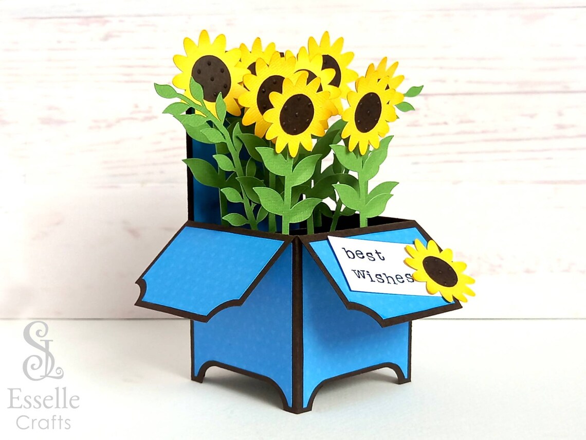 Sunflower Box Card SVG Template. Popup Box Card. Popup Etsy UK