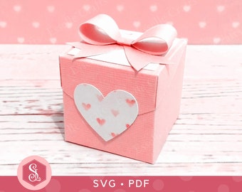 Heart Favour Box SVG + PDF Templates. Wedding Favour Box. Valentine's Day Gift Box. Cricut Silhouette Cut File. Cube Treat Box Table Favors