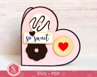 Heart-Shaped Biscuit Card SVG Template. Valentine's Day Card. Chocolate Biscuit SVG. Heart Greeting Card. Biscuit Card. Cookie Card SVG.