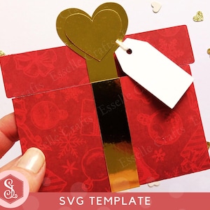 Plantilla SVG para porta tarjetas de regalo de Navidad. Archivo de corte para porta tarjetas de regalo. Envoltorio de tarjetas de regalo navideño DIY. Patrón de regalo de Navidad de papel.