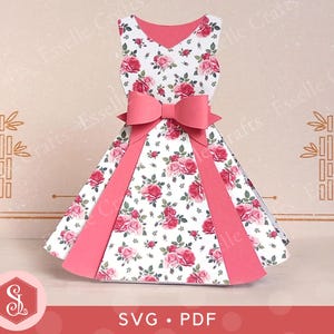Caja de regalo para vestido (SVG + PDF), caja de regalo para vestido vintage de los años 50, caja de regalo para vestido de novia, caja de regalo para el Día de la Madre, caja de regalo pequeña para ella