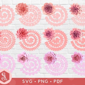 Paquete de archivos SVG de flores de papel enrollado en 3D: plantillas florales para manualidades (descarga digital)