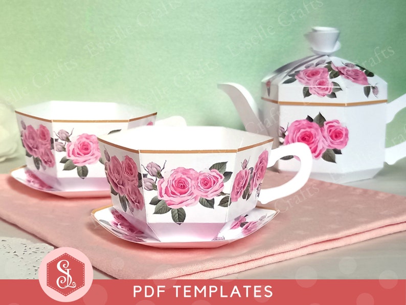 Printable PDF Rose Tea Party Set