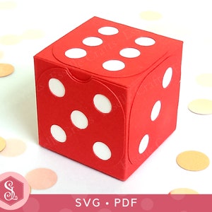 Dice Favor Boxes SVG + PDF Vorlagen. Kasino Geschenkbox. Glückswürfel. Las Vegas Motiv. Würfel Leckerli Boxen. Cricut-Schnitt-Datei. Druckbare Vorlage.