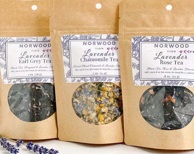 Lavender Tea Gift Set – Rose, Earl Grey & Chamomile Loose Leaf Trio