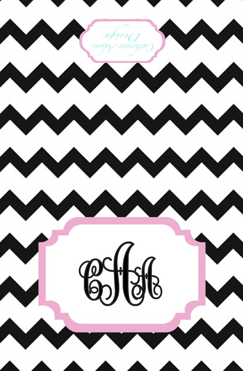 Monogram Chevron Stationary Folded Cards 4.25