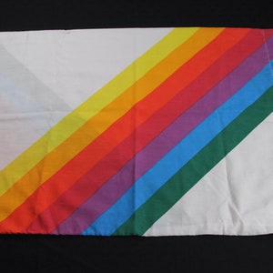 Vintage Thomaston Mills Standard White Pillowcase with Rainbow Pattern