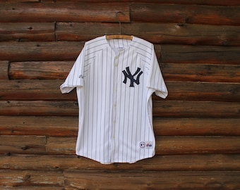 Vintage New York Yankees #4 Lou Gehrig Button Up Majestic Baseball Jersey Adult Size XL