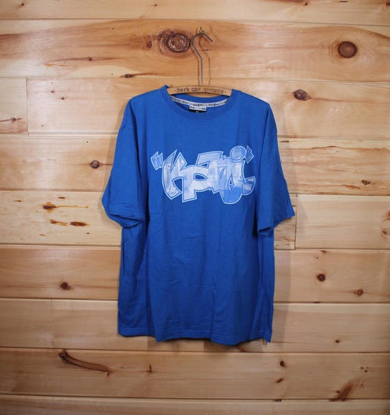 Vintage Karl Kani Blue Graffiti 90s Hip Hop T-shirt Adult Size 2XL