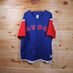 Vintage Chicago Cubs Button Up Blue MLB Baseball Jersey Adult Size XXL