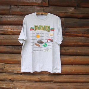 Vintage Farmer Definition Farming White Single Stitch T-Shirt Adult Size XL