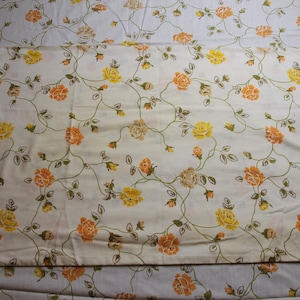 Vintage Yellow and Orange Flower Floral Pattern Flat Bed Sheet with Pillowcase