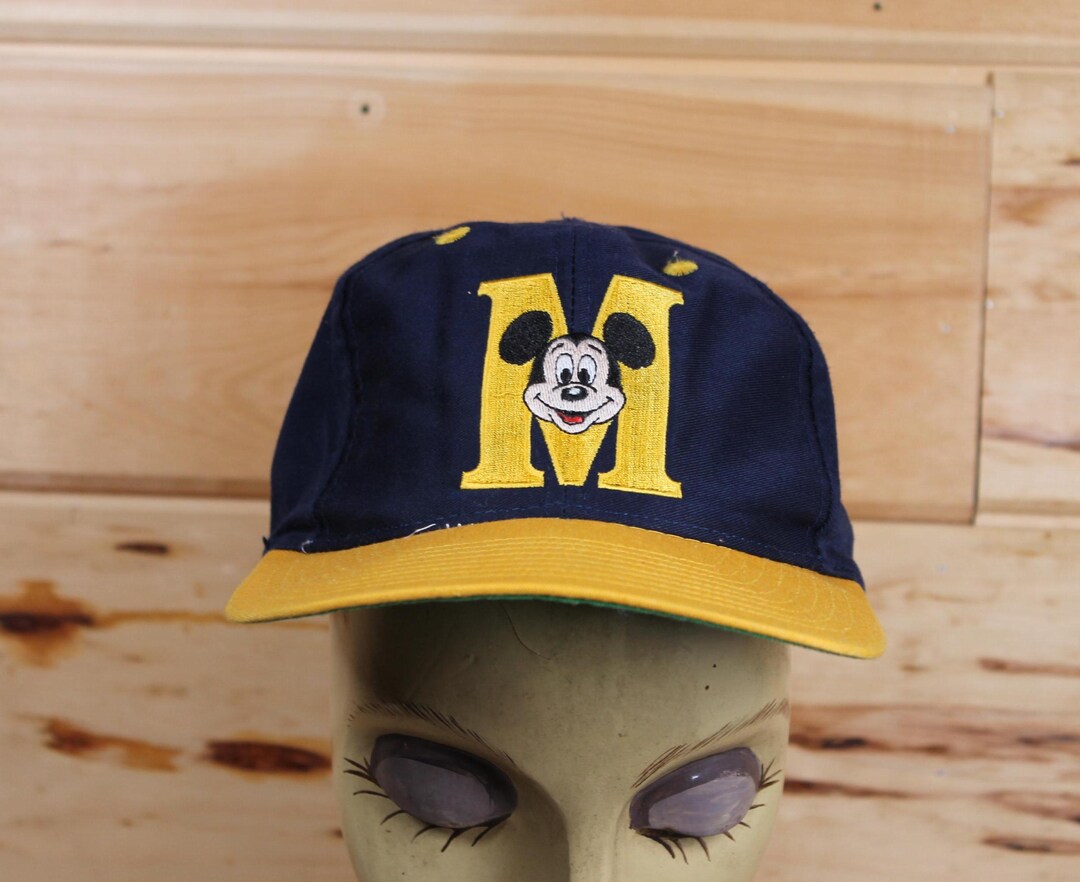 Vintage Disney Mickey Mouse Blue and Yellow Snapback Hat