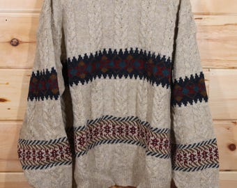 Vintage Lobo by Pendleton Beige Tan Wool Pullover Knit Sweater
