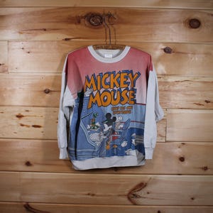 Sudadera vintage de Disney Mickey Mouse con su propio periódico, talla pequeña para adulto