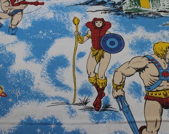 Masters of the Universe ヴィンテージ シーツ1983 Vintage Masters of the Universe He-man 1983 MOTU Flat Bed Sheet
