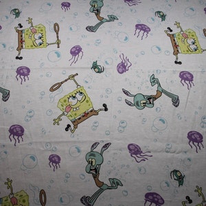 Vintage Y2K 2004 Nickelodeon Sponge Bob Kanciastoporty Tematyczne Podwójne Płaskie Prześcieradło