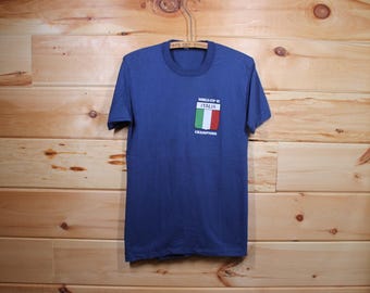 Vintage Italia Italy 1982 Football World Cup Soccer Blue Single Stitch T-Shirt Adult Size XS