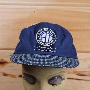Vintage assoziierte Transport Linie Transport LKW Funky Retro Blau Strapback Hut einstellbare Erwachsenengröße