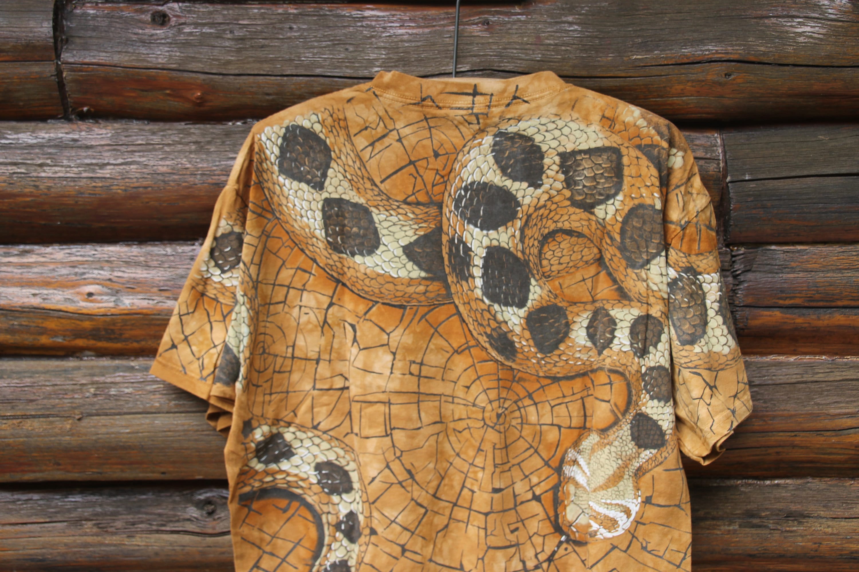 Vintage Liquid Blue Snake and Spider Tie Dye All Over Print Animal