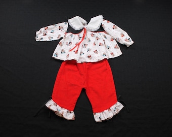 Vintage 1984 Disney Babies Cute Girls Minnie Maus Outfit Hose und Top 6 Monate