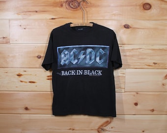 Tシャツ　AC/DC ヴィンテージ　ロゴプリント　黒　Mサイズ ヴィンテージ AC/DC バック・イン・ブラック 2001 コンサートツアー
